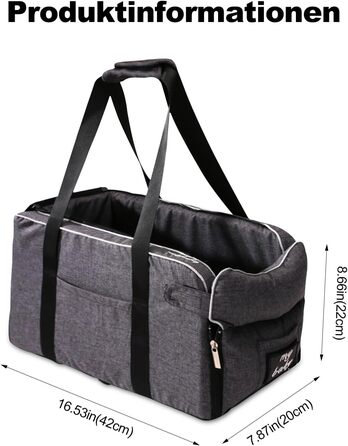 Автокрісло для собак Ergocar: підходить для малих собак та котів до 6 кг, з ременями, сіре