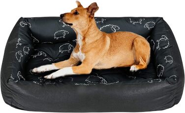 Крісло-лежанка для собак SuperKissen24: лежанка-кошик, лежанка-софа для маленьких, середніх та великих собак, чорно-сіра, розмір M, 70x55 см, приваблива для прання, 1 шт.
