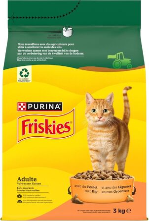 Сухий корм для дорослих котів Friskies з куркою та овочами, повнораціонний, 3 кг
