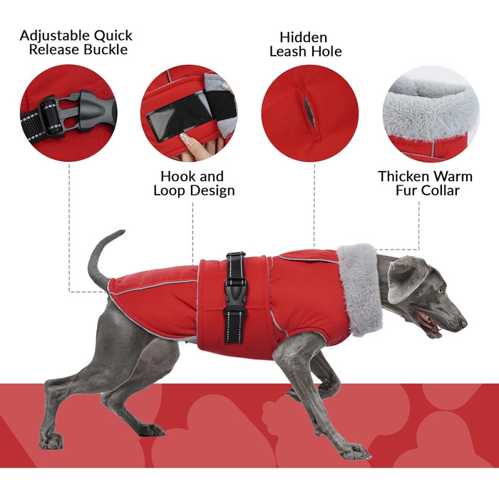 Водонепроникний зимовий одяг для собак, тепла вітрозахисна куртка для собак, антисні захисний костюм для мисливських собак (червоний, XL) XL B-Red