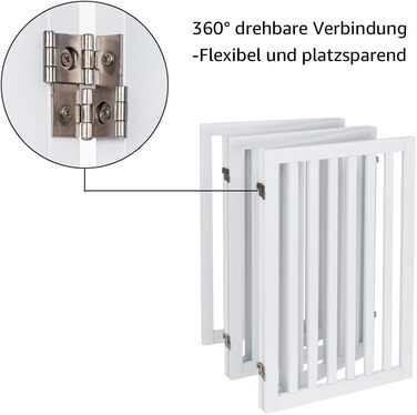 Захисне бар'єр для собак Unipaws: дерев'яне, без свердління, розкладне, для дому, 61 см, білий (5 елементів, 254 x 91 см)