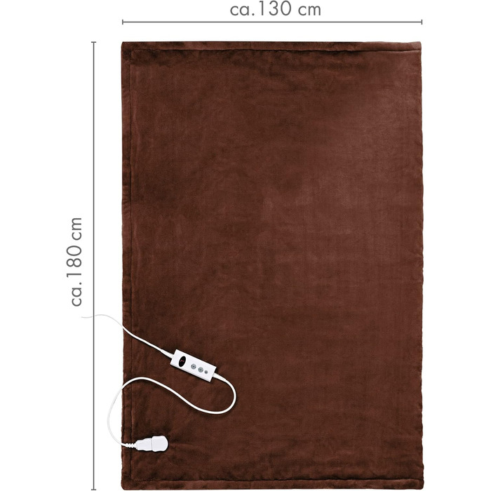 Електрична гріюча ковдра Promed з автовимкненням, миюча, 180x130 см, 10 температурних режимів, коричнева