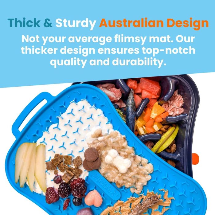 Килимок для собак Marley Reversible Lick Mat: силікон, повільне годування, антиковзаюча поверхня, блакитний колір