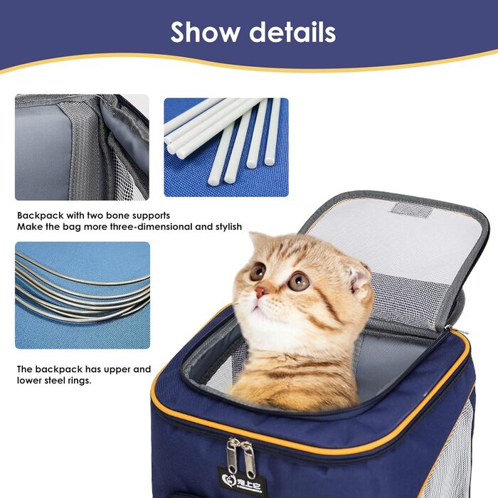 Рюкзак для собак та котів PETCUTE, дихаючий, з висувною підстилкою, прозоре вікно, складаний, з безпечним шнуром, для подорожей, Malachitgrün+Weiß