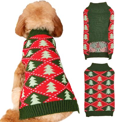 Світер для собак Jecikelon на Новий Рік, теплий зимовий светр для маленьких собак, одяг для цуценят, м'який, теплий, костюми для домашніх тварин, одяг для собак та котів з помпоном, розмір L, зелений в смужку