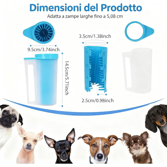 Очищувач лап для собак з силіконовою щіткою, регульований, великий об'єм, підходить для лап собак та котів