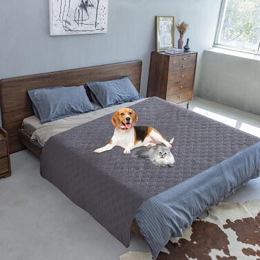 Водонепроникний плед для собак Nizirioo, 130 x 200 см, двосторонній, стійкий до подряпин, для собак та котів (темно-сірий)