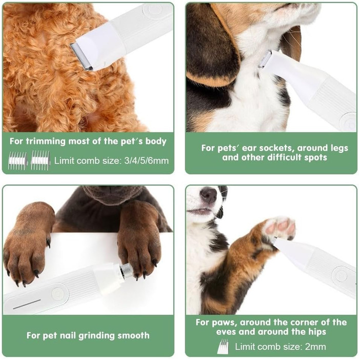 Машинка для стрижки собак та котів 4-в-1, безшумна, водонепроникна, акумуляторна