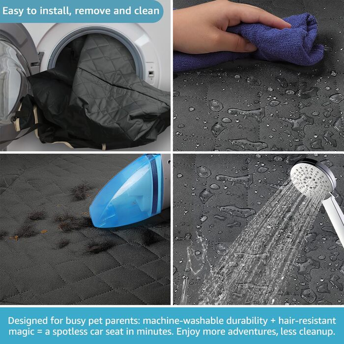 Захисний чохол на заднє сидіння для собак Lassie XL, автомобільна гамак для великих SUV та пікапів, сумісний з F150 F250/Chevrolet Silverado/Ram Pickup/GMC Sierra/Toyota Tundra та Crew Cab (Прозорий чорний + бежева окантовка)