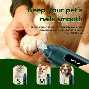 Електричний точило для собачих кігтів Tolesum з LED-підсвічуванням, тихий, перезаряджуваний, потужний для собак та котів (маленьких та середніх порід)