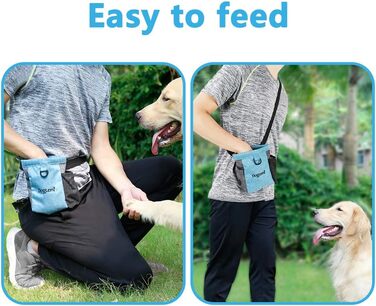 Футляр для ласощів для собак Leckerlibeutel з магнітною застібкою, водонепроникний, з регульованим шнурком та відділенням для відходів, для тренувань та навчання собак (Блакитний)
