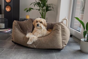 TrendPet VitaBed Style - Ортопедичне ліжко для собак, штучна шкіра зовні, м'яке всередині (80x70 см, Коричневе)