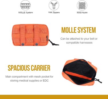 Futterbeutel OneTigris для собак 2 шт., великий MOLLE, з світловідбиваючими смугами, для тренувань, прогулянок, тактичне спорядження, зелений (помаранчевий)