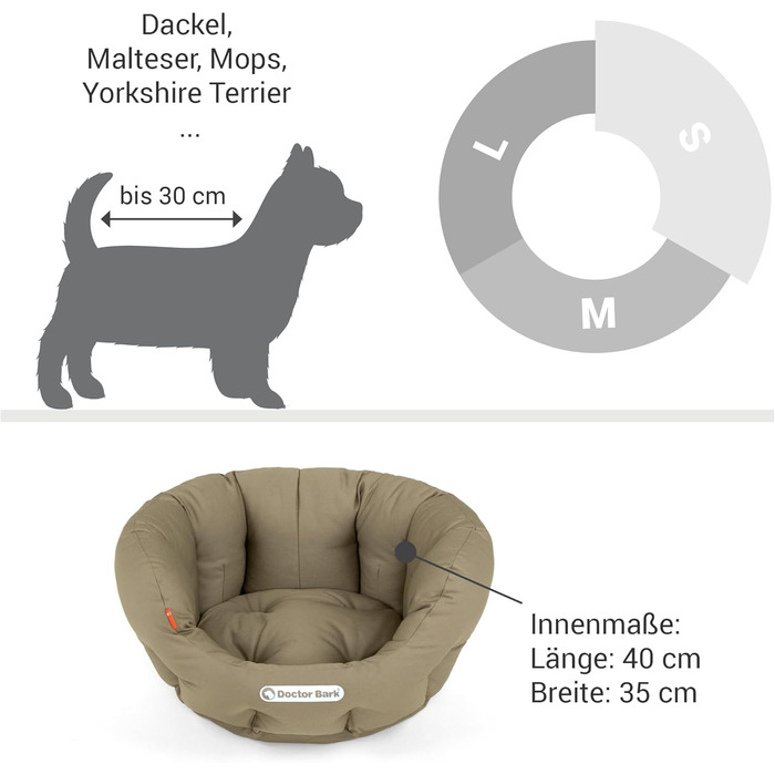 Кругле ліжко для собак Doctor Bark з ортопедичною подушкою, 40x35 см, золото-коричневе (S)