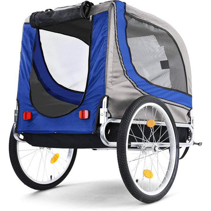 Причіп для велосипеда для собак, складний, блакитний/сірий, до 40 кг