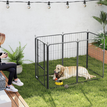 PawHut Puppy Playнеж 6-сторонній Щенячий біг з 6 сітчастими пластинами Двері Гнучкий складний захисний брезент Вільний вигул Вольєр для собак висотою 100 см Щенячі ворота для собаки Кішка Манеж для приміщень на вулиці | Аосом