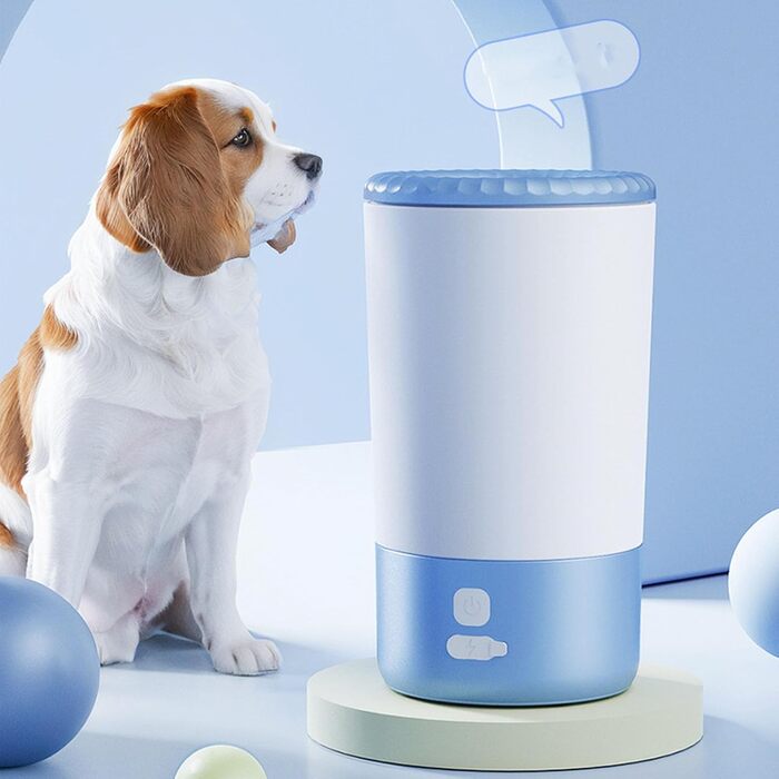 Електрична мийка для лап домашніх тварин Yechiry, автоматичний очищувач лап для собак та котів, портативна чаша для миття лап, блакитний колір