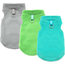 Пуловери для собак та котів, комплект 2/3 шт. Теплі, м'які, з кільцем D. Розмір L (Сірий+Зелений+Блакитний)
