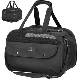 Транспортний бокс для котів та собак 4 PET - для кабіни літака/автомобіля, легкий, з безпечними пряжками та сіткою, чорний