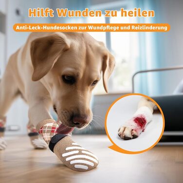 Шкарпетки для собак PICK FOR LIFE 4 шт. Захист лап, антиковзаючі, з клямками для твердих дерев'яних підлог, для маленьких, середніх та великих собак XL, коричневі