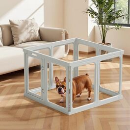 Клітка-вигул для цуценят Gardner Pet Acryl, 60 см, 8 панелей. Підходить для цуценят, кроликів, котів, свиней. Зручна, прозора, з присосками. Білий колір