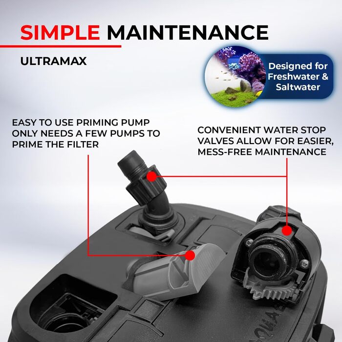 Фільтр каністровий Aquael ULTRAMAX 1000-15W для прісноводних та морських акваріумів, чорний