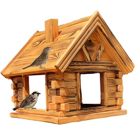 Дерев'яний будиночок для птахів з сосни, вигорілий, годівниця Vogelhaus
