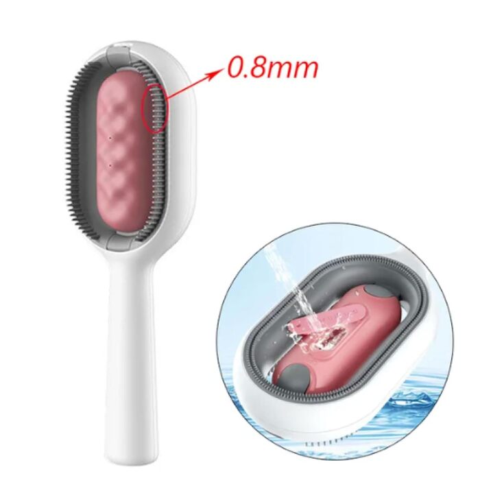 Щітка для котів з довгою та короткою шерстю - м'яка та ефективна, для видалення ворсу, підшерстка та ковтунів. Ідеальна для щоденного догляду та розслаблення (Рожева)