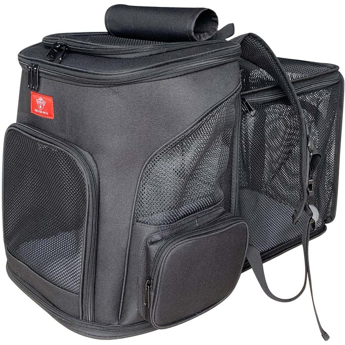 Розширюваний рюкзак для домашніх тварин One for Pets для котів та собак, чорний колір