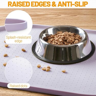 Водонепроникний силіконовий килимок для годівлі тварин Hubulk з високим бортиком, для собак та котів, захист від розливу, розмір 48.3 x 19 дюймів