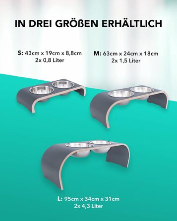 Набір мисок для собак MilaCasa - 2 шт., підняті миски для корму, сірий, для собак