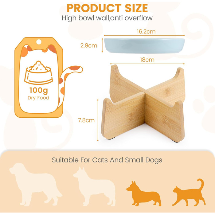 Миска для котів Happy Hachi з підняттям, кераміка, повільне годування, антиковзаюча, для котів та маленьких собак (зелена)