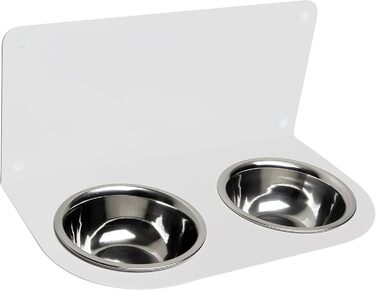 Підставка для корму Schmeck.bar для собак: стабільна, настінна, з мисками (2xS), білий матовий, 400x187x227 мм