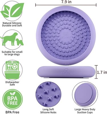 Нічна годівниця для собак Bestalk: зменшує тривожність, сповільнює годування, килимок-іграшка, силікон, BPA-free, для миття в посудомийній машині (фіолетовий)