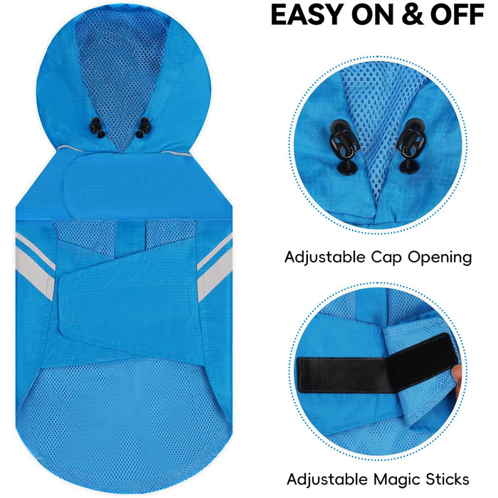 Дощовик для собак VIVAGLORY, водонепроникний, з підкладкою, для зими, XS, блакитний (обхват грудей 38.1-45.7 см)