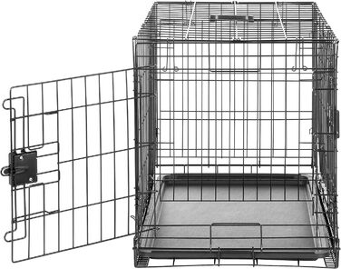 Клітка для собак Amazon Basics складна металева з двома дверцятами, чорна, 76 x 48 x 53 см