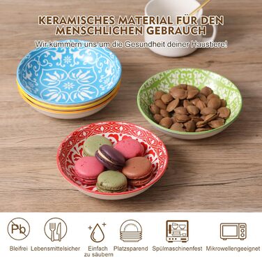 Набори мисок для котів з кераміки Katzennäpfe - 6 шт. Миски для корму котів, широкі та плоскі, місткістю 250 мл, білий колір, стиль мінімалізм, безпечні для мікрохвильовки та мийки