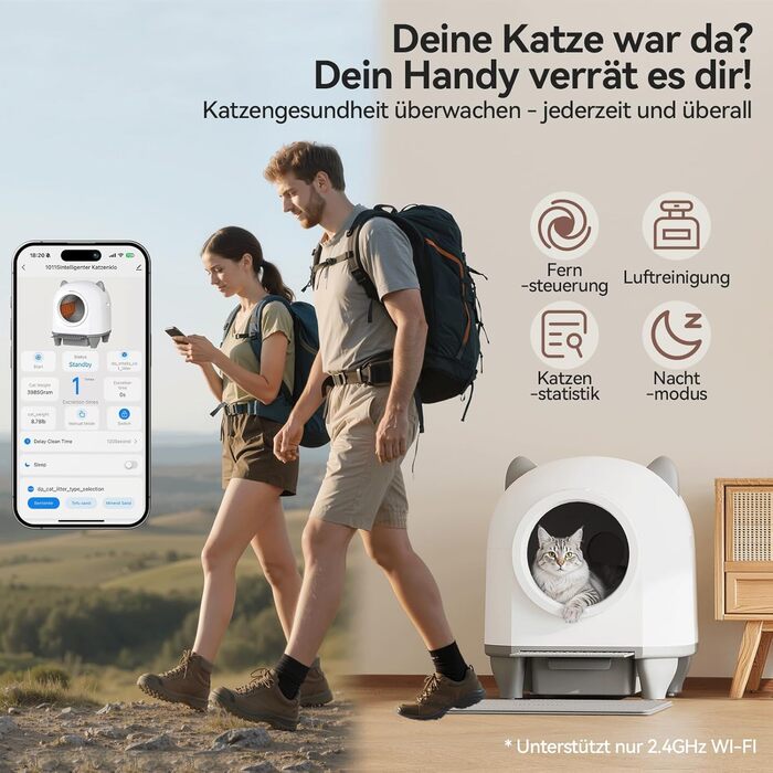 Автоматичний лоток для котів Devoko XXL з самоочищенням, радіокерування, 90л, для кількох котів, анти-запаху