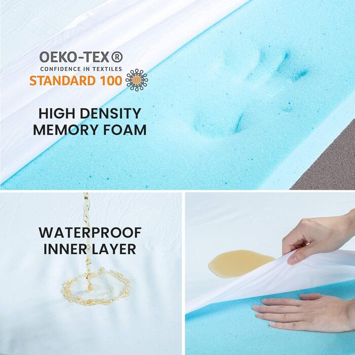 Ортопедичне ліжко для собак з Memory Foam, охолоджуюче ліжко для великих собак, водонепроникне ліжко для клітки з знімним, пральним чохлом, розмір XXL (119,4 см, 50 кг)