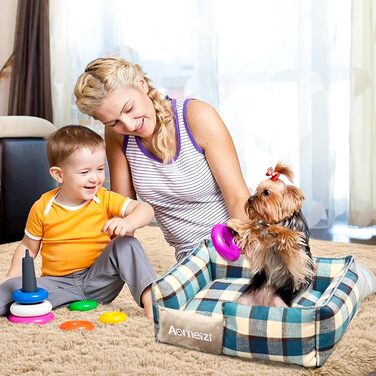 Ортопедичне ліжко для собак PETCUTE, велике, середнє, блакитне, знімний чохол, антиковзаюче дно, м'яке диван-ліжко для собак