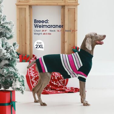 Пуловер для собак IECOii великого розміру XXXXL, 4XL, зелений. Теплий трикотажний пуловер для собак великих порід (Доберман, Німецька дога)