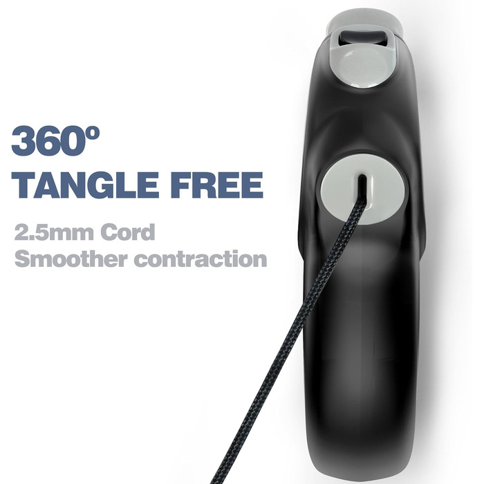 Висувна повідка для собак Fida, 9 м, покращена версія 2025, міцна, для середніх та великих собак, не заплутується, для собак до 50 кг, чорний