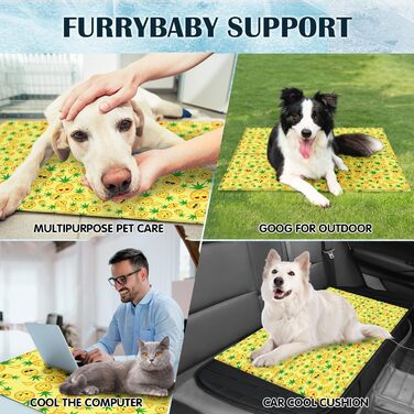 Охолоджувальний килимок furrybaby для собак, гелевий матрац для великих порід, самостійне охолодження, без заморожування, для дому, вулиці та авто, жовтий, 50x90 см