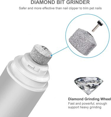 Шліфувальник для собак та котів Casifor з LED-підсвіткою, тихий, для маленьких та середніх порід, чорний & LED (головка для шліфування & контейнер для збору пилу)