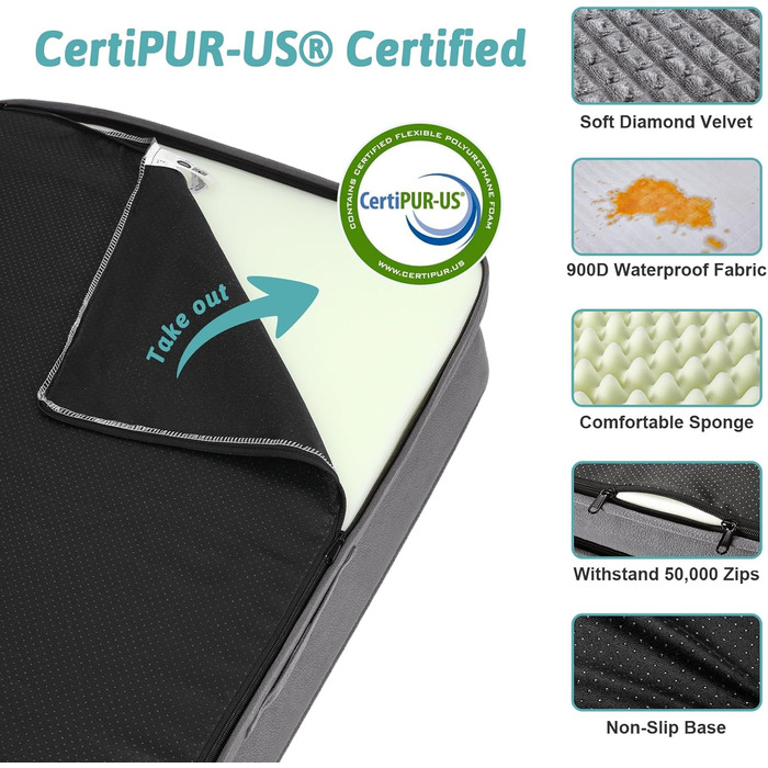 Ортопедичне ліжко для собак, диван для середніх та великих собак, неслизьке, миється, U-подібної форми, сірого кольору, 112,8 x 81,3 x 18,8 см