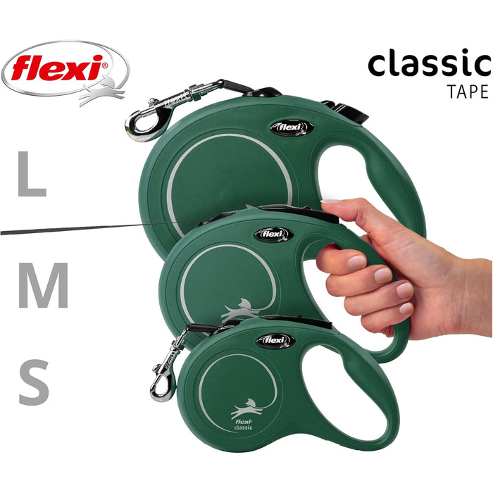Рулетка для собак Flexi Classic S, 5 м, оливковий, до 15 кг