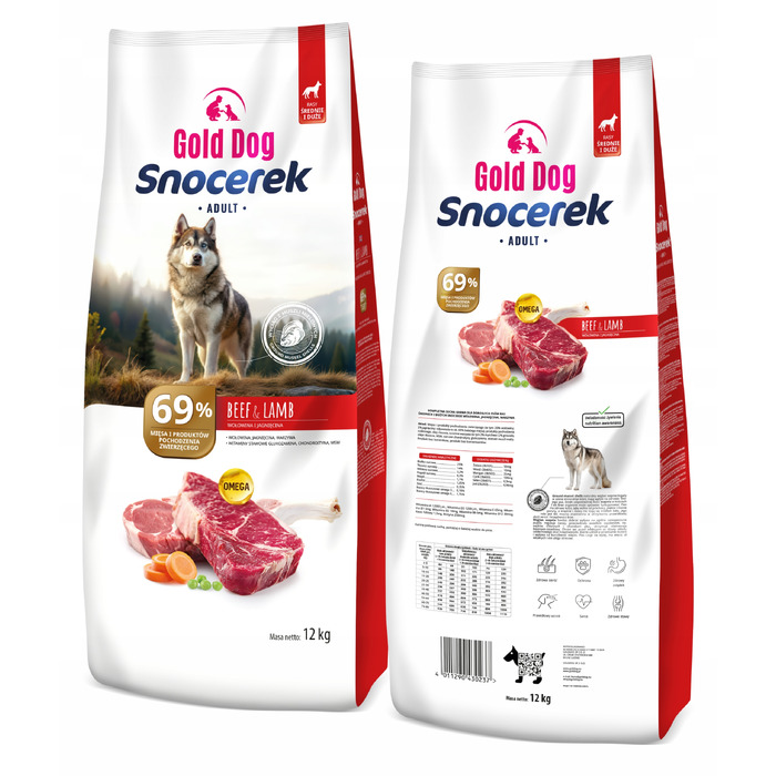Корм для собак Gold Dog Snocerek 12кг (яловичина та ягня), без птиці