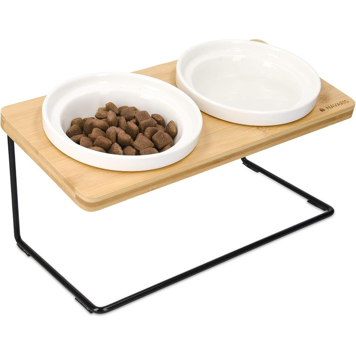 Підвищені годівниці для котів Navaris - 2 годівниці з кераміки - годівниця для котів та собак