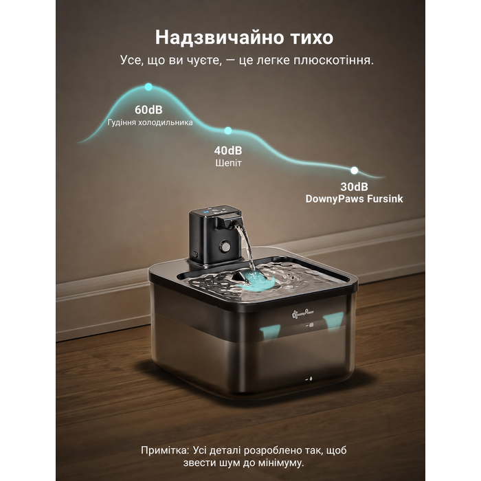 Бездротовий фонтан для котів DownyPaws 2,5 л з датчиком руху чорний