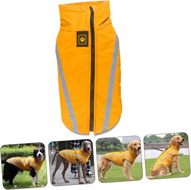 Жовтий водонепроникний дощовик для собак з флісовою підкладкою та світловідбиваючими смугами, 55x68 см